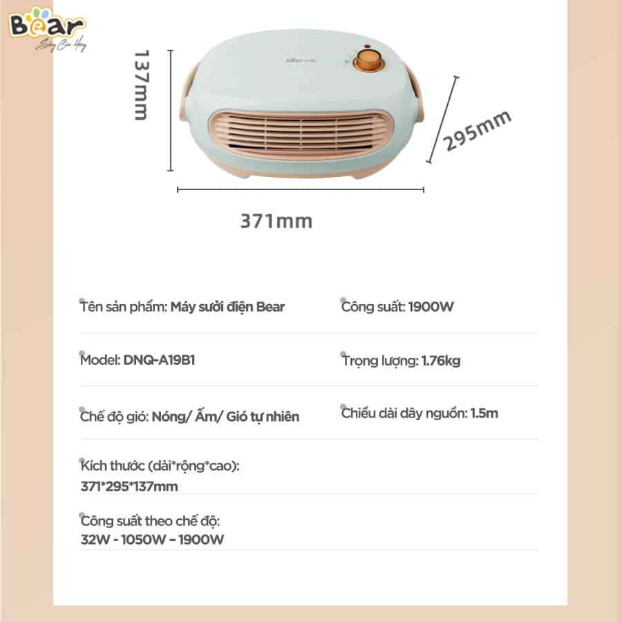 Máy sưởi gốm Bear DNQ-A19B1