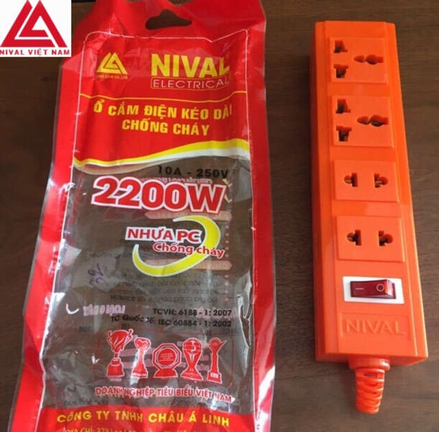 Ổ cắm điện chống cháy chịu tải 2200w Nival N424 màu cam
