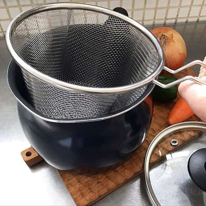 Nồi chiên ngập dầu DCM Japan 2.5 lít đáy từ kèm rổ chiên Inox