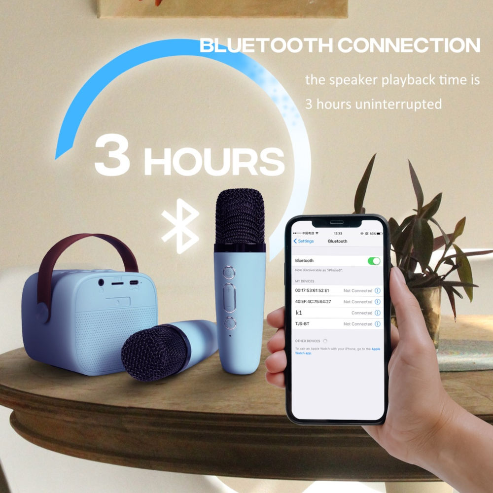 Bộ Loa Bluetooth kèm 02 Micro không dây Karaoke Mini K1 xanh