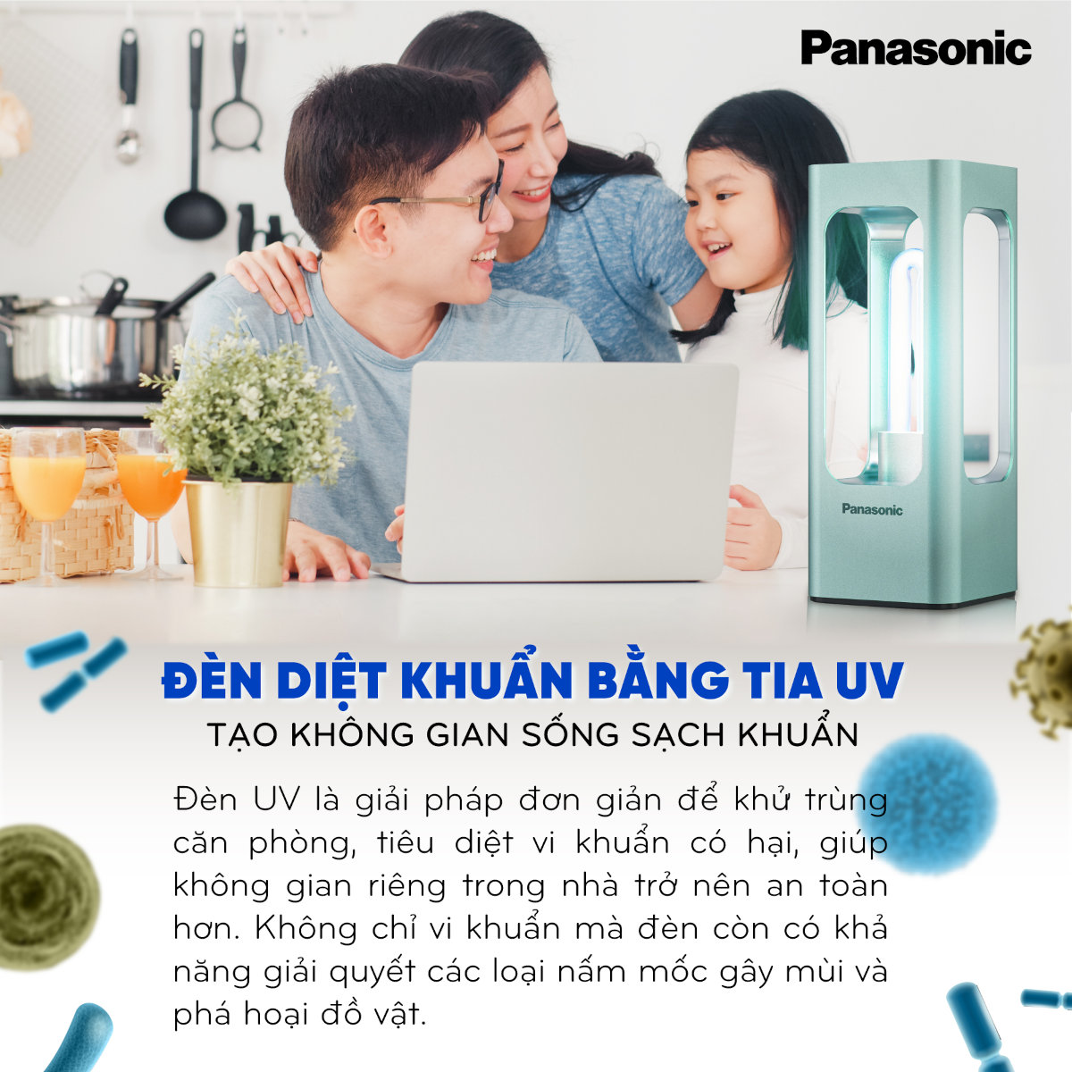 Đèn diệt khuẩn Panasonic SJD3001T88A bằng tia UV và Ozone
