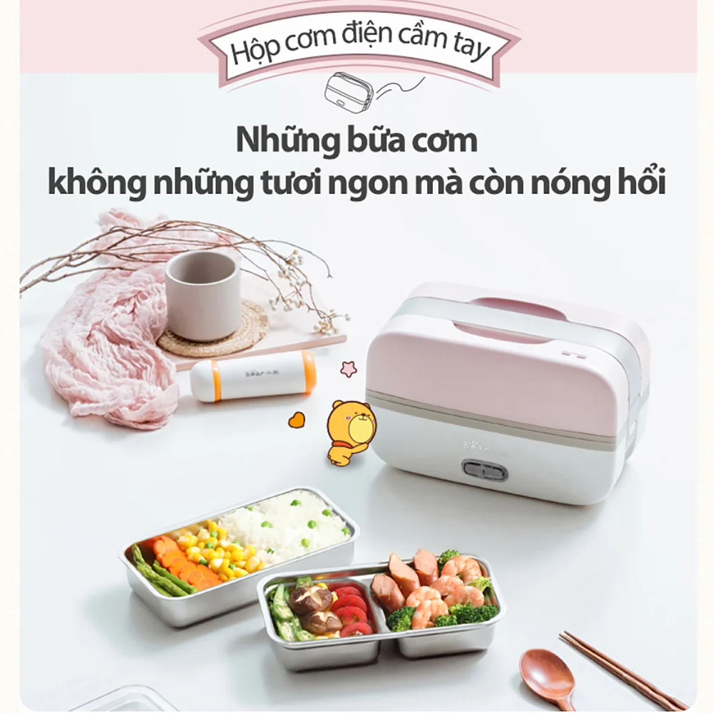 Hộp cơm hâm nóng cắm điện Bear DFH-B10J2 bảo hành 18 tháng