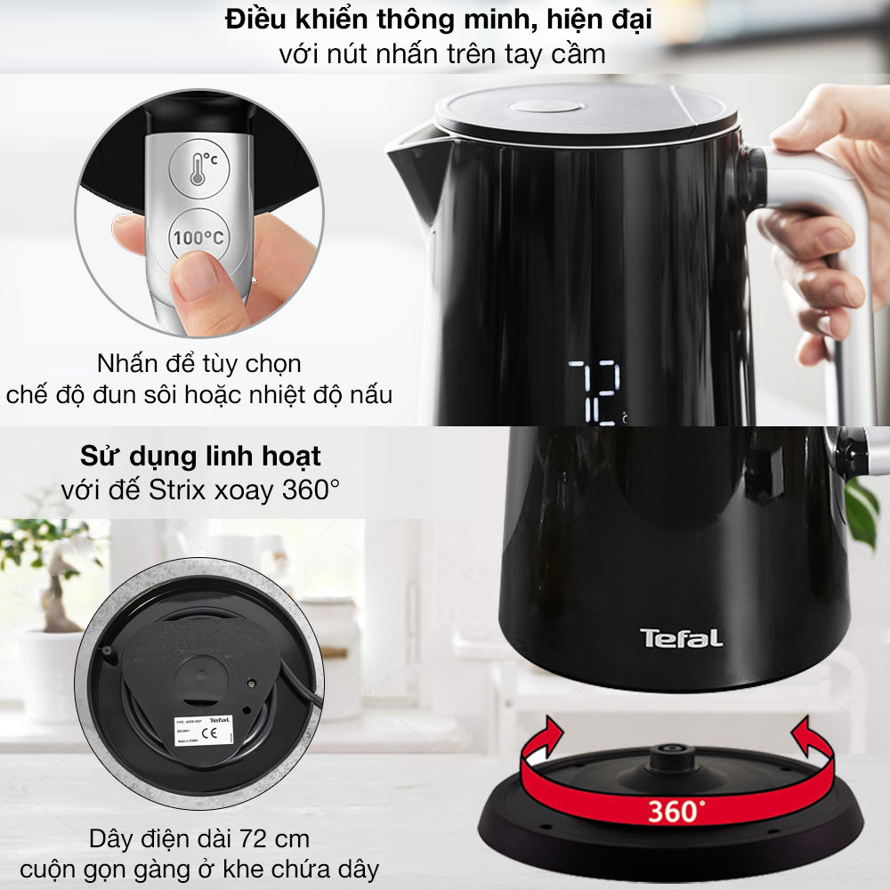 Ấm siêu tốc Tefal Smart & Light 1.7 lít 1800W KO850810