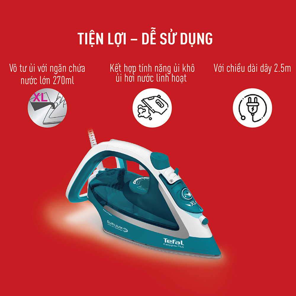 Bàn ủi hơi nước Tefal EasyGliss Plus FV5737E0