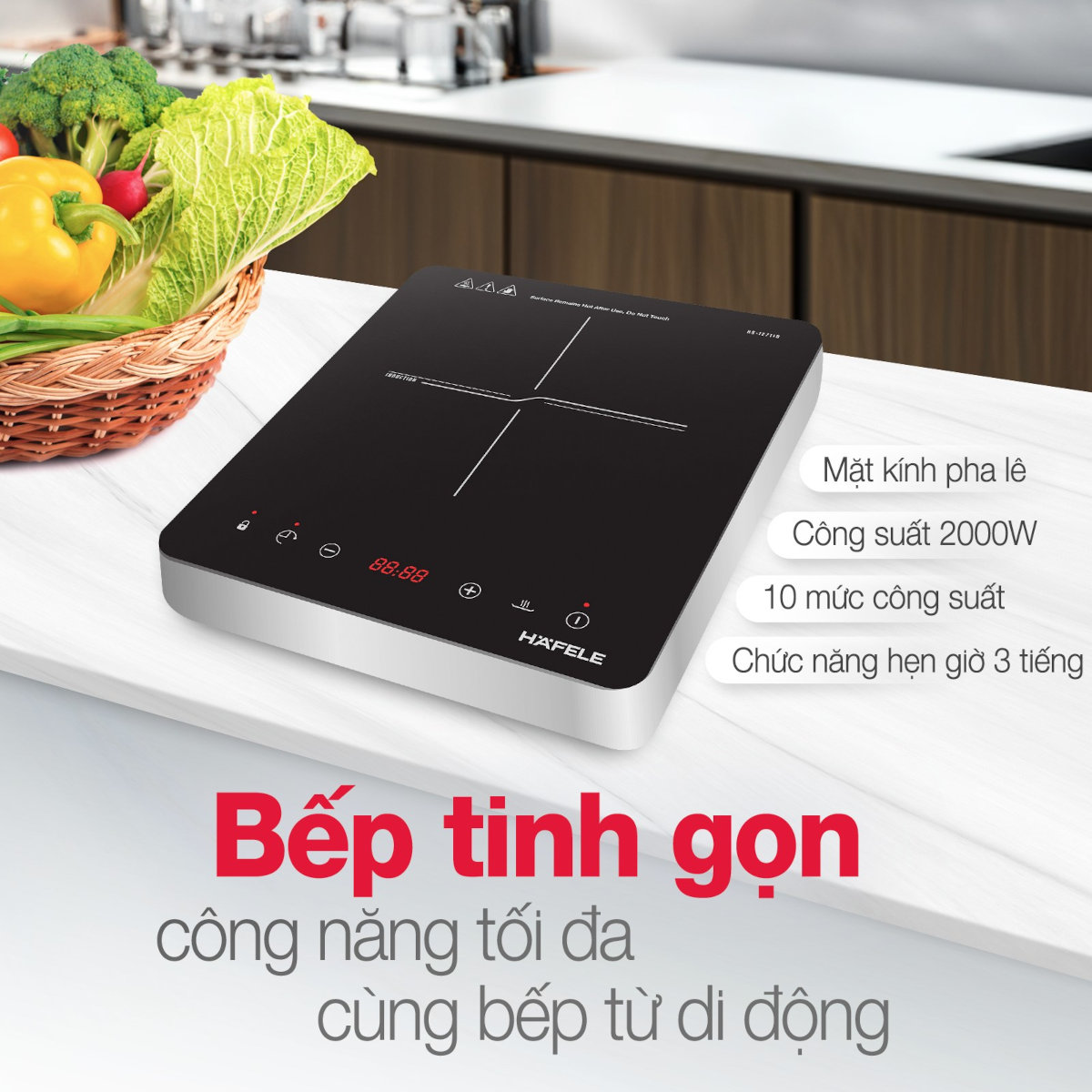 Bếp từ đơn Hafele HSI-21FW công suất 2000W