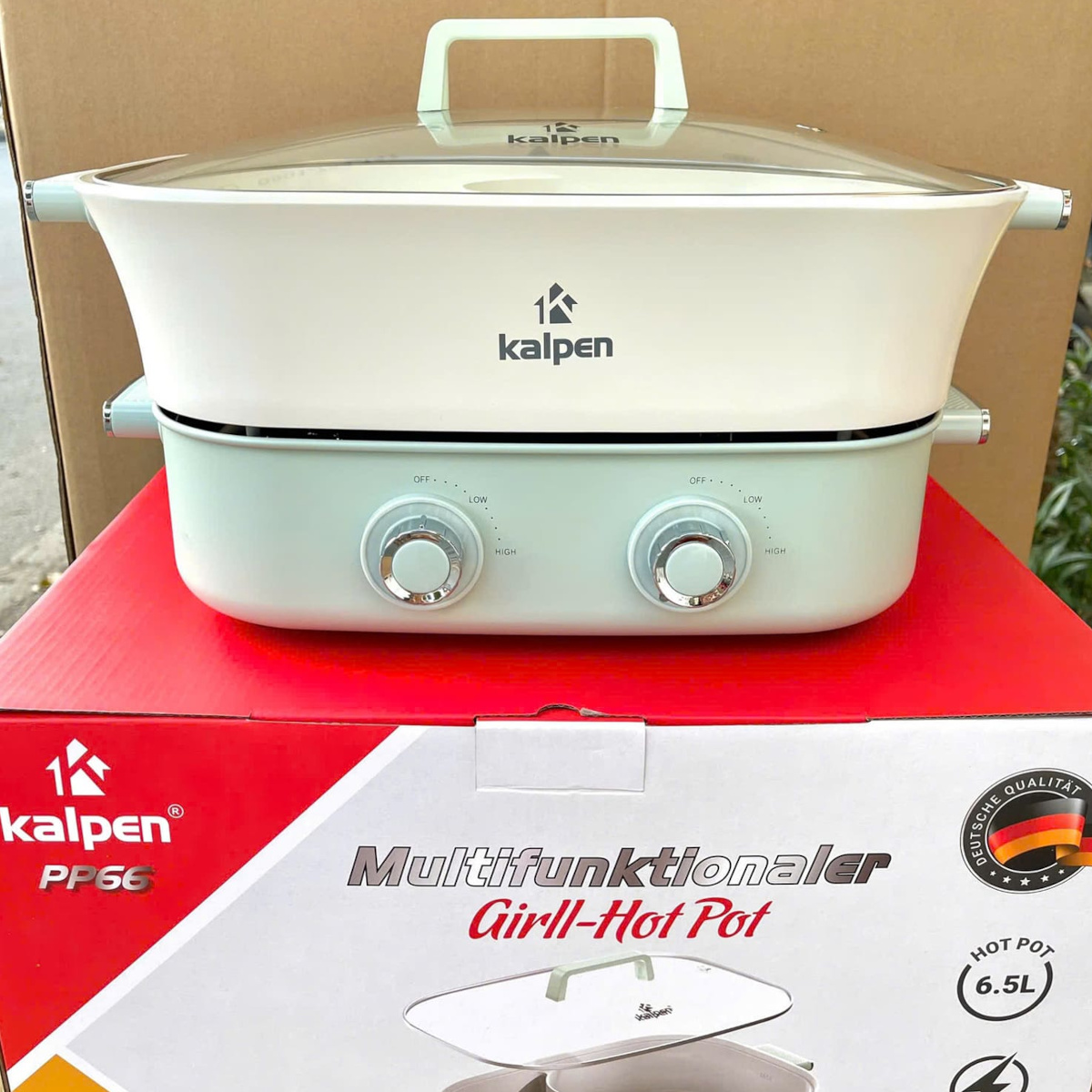 Bếp nướng lẩu 2 ngăn đa năng Kalpen 6.5L công suất 2200W