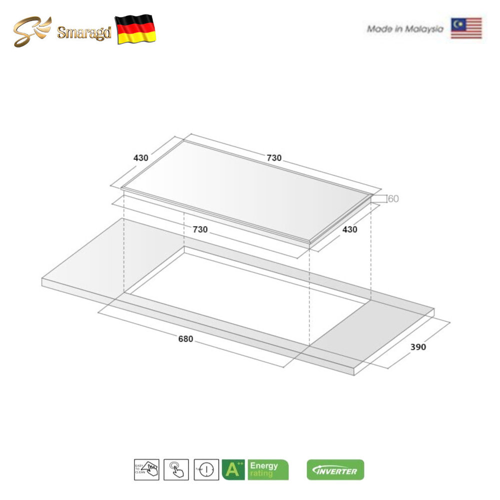 Bếp từ đôi Smaragd ISB-233 nhập khẩu Malaysia 