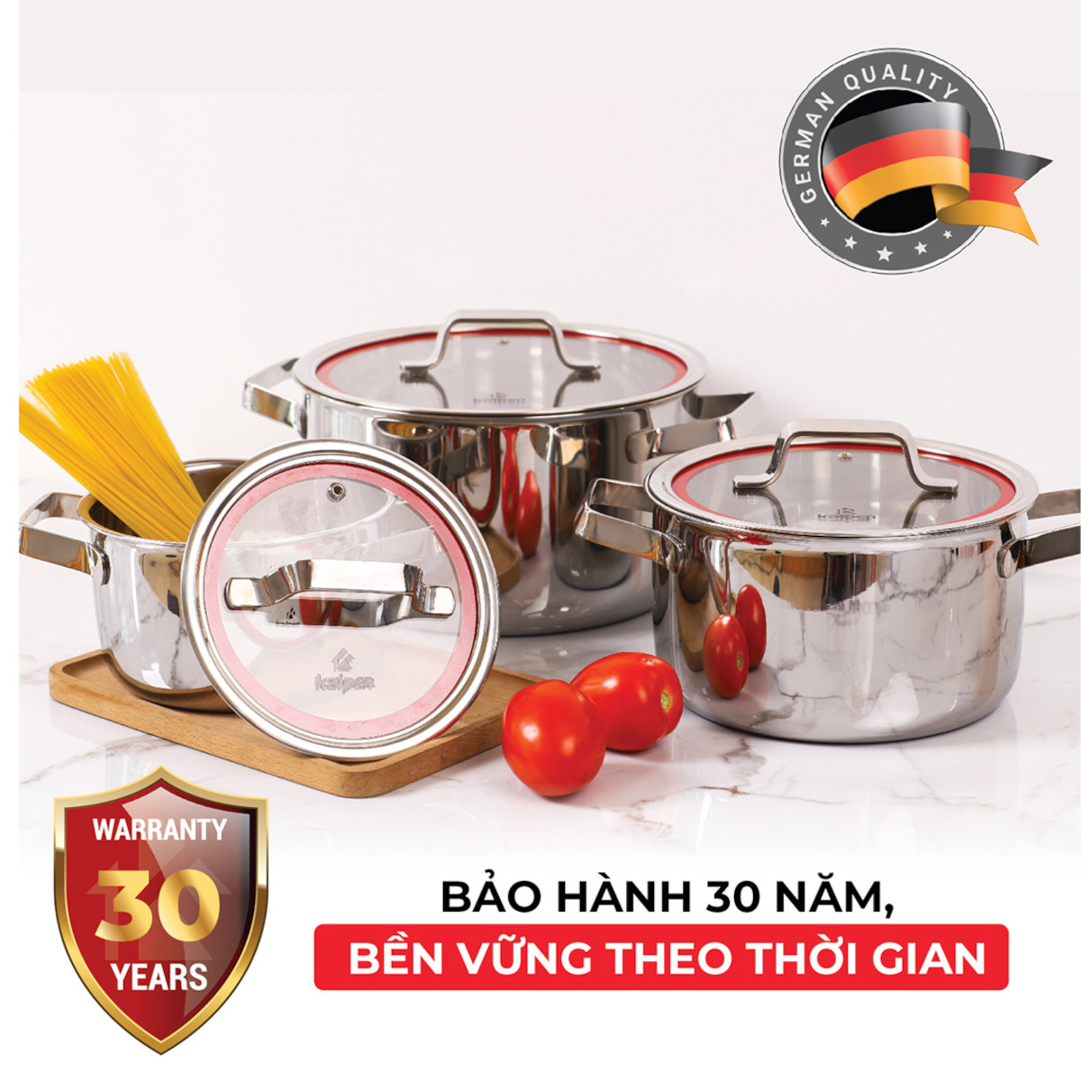 Bộ nồi inox 3 lớp liền khối Kalpen Emer EM1