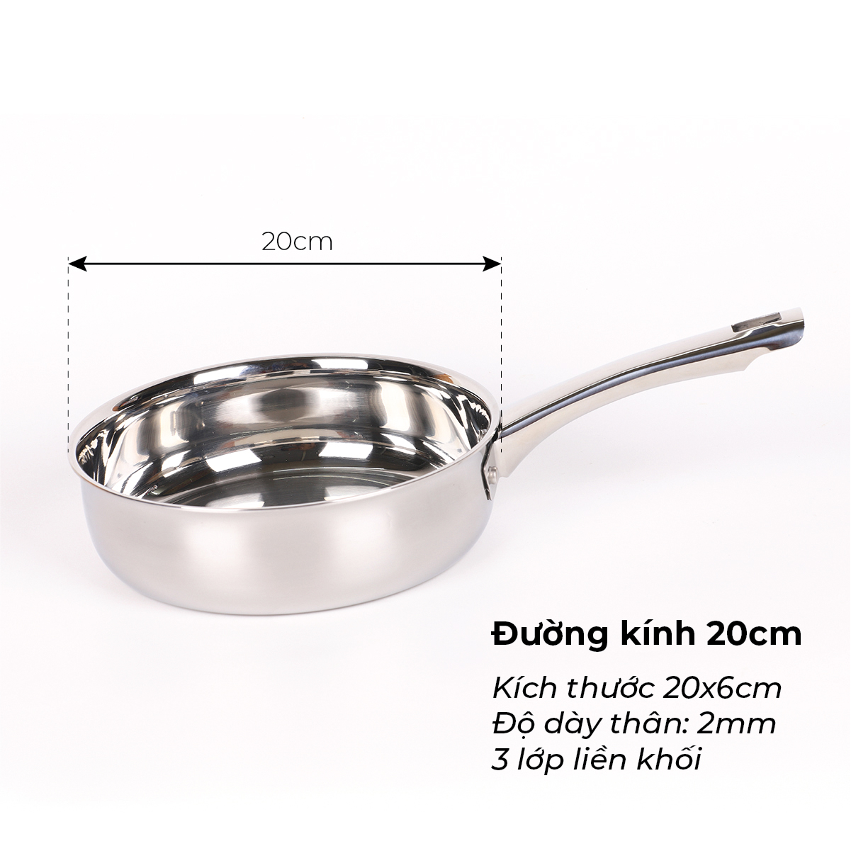 Chảo Inox 3 lớp đúc liền khối Kalpen Kazler 20cm đáy từ chuẩn Đức