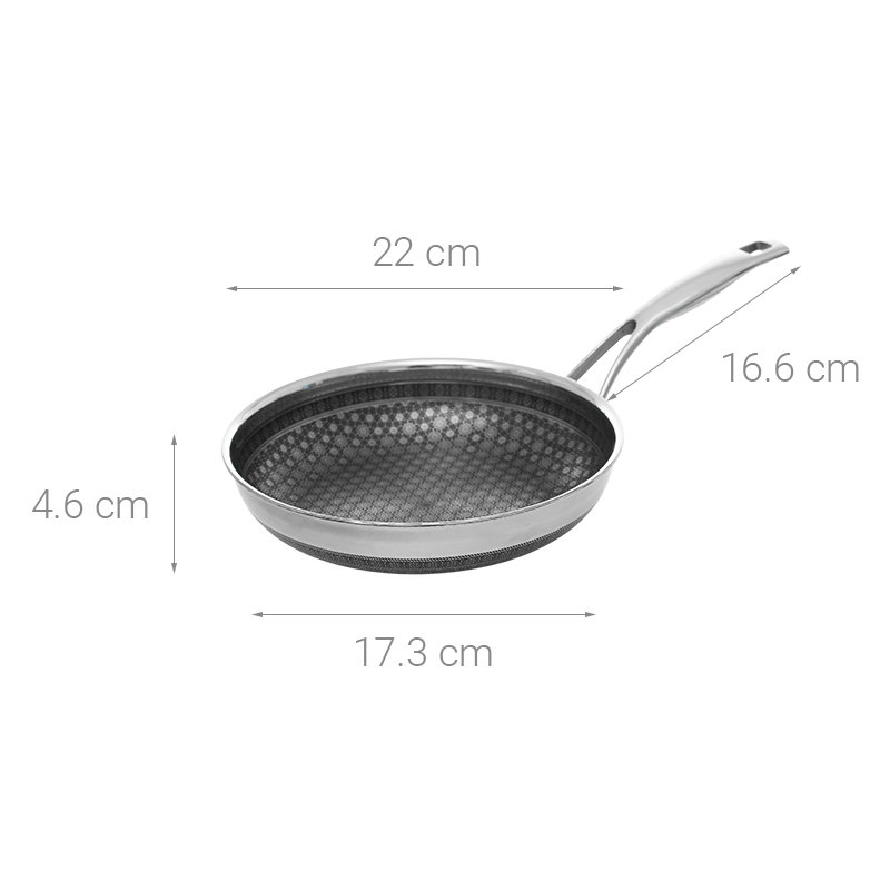 Chảo chống dính Inox 304 Kimscook Blackcube Vincent Hàn Quốc size 22cm