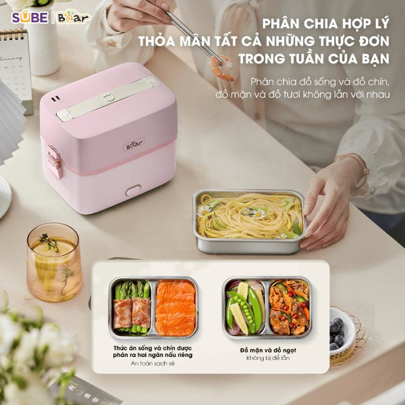 Hộp cơm cắm điện Bear 2 ngăn SB-HC12L dung tích 1.2L, bảo hành 18 tháng