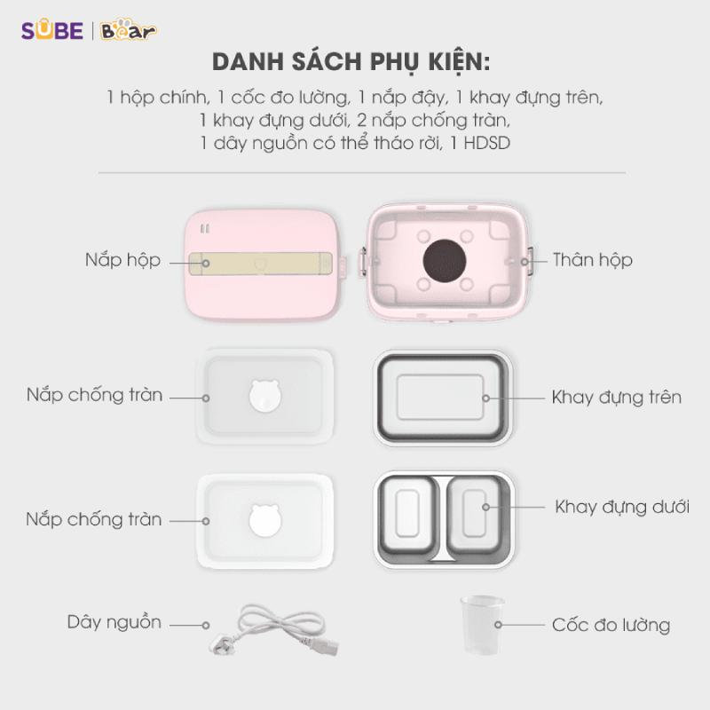 Hộp cơm cắm điện 2 tầng 1.2L Bear SB-HC12L