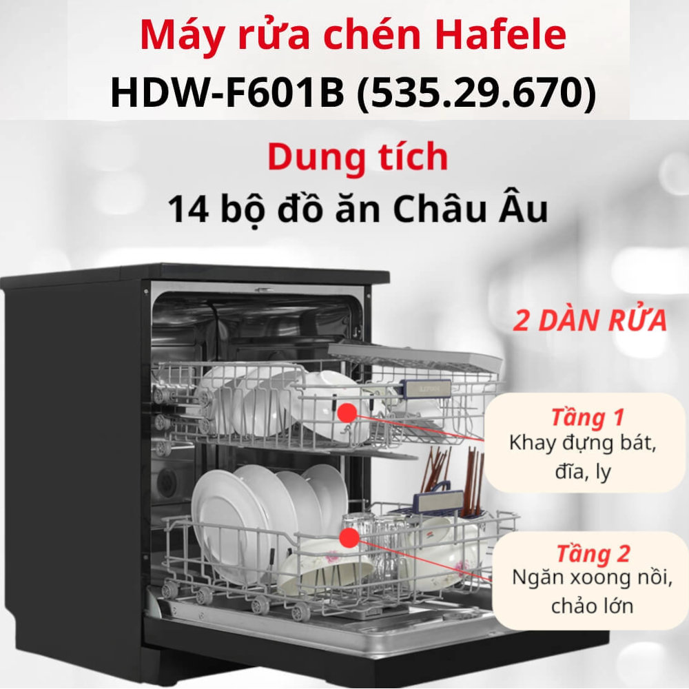 Máy rửa chén bát độc lập Hafele HDW-F601B (535.29.670)