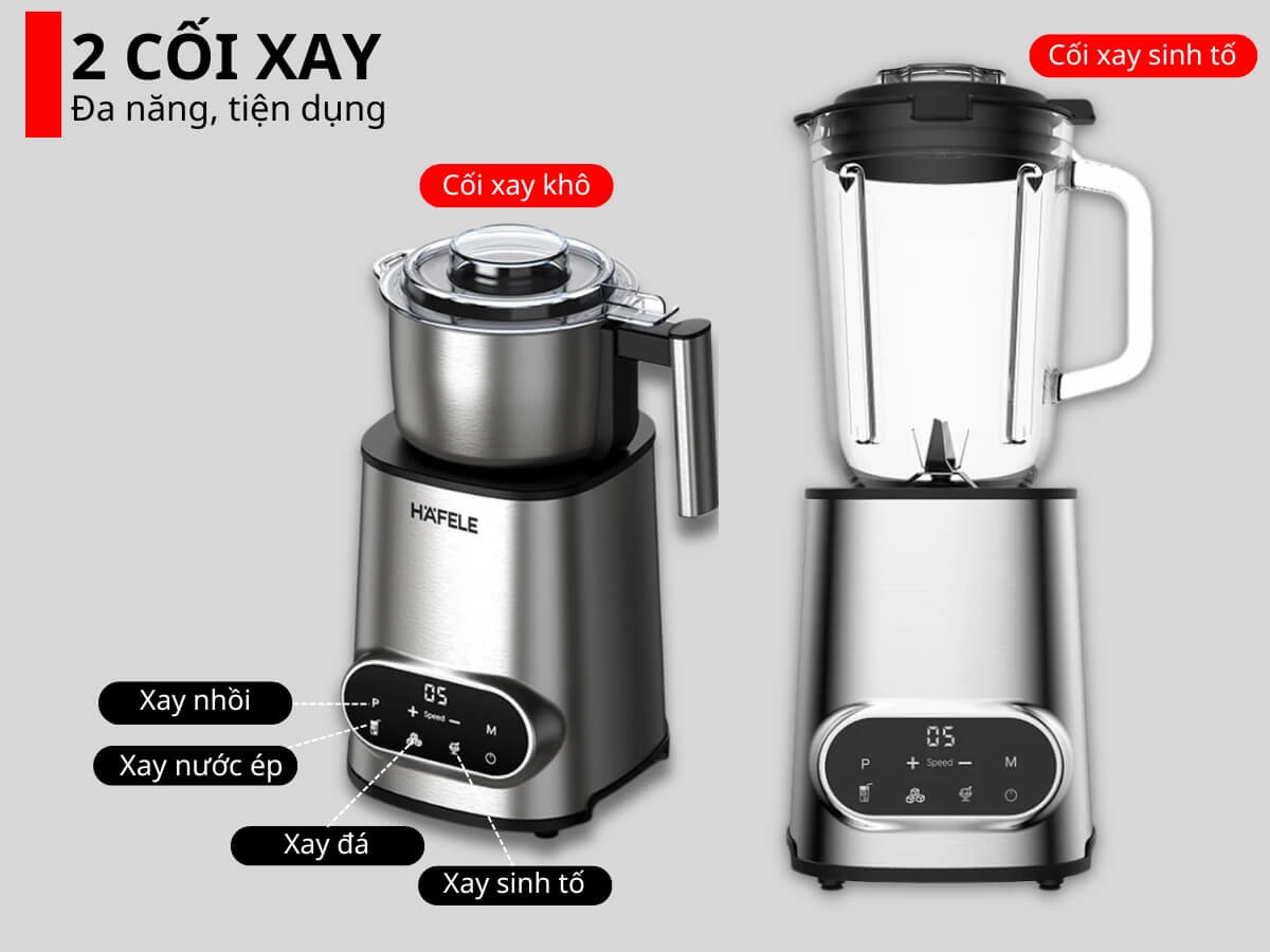 Máy xay sinh tố đa năng 2 cối Hafele chuẩn Đức HS-B153TX công suất 1000W