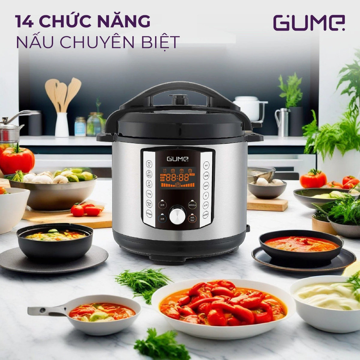 Nồi áp suất điện tử đa năng Gume Hàn Quốc GMPC-2206 dung tích 5L