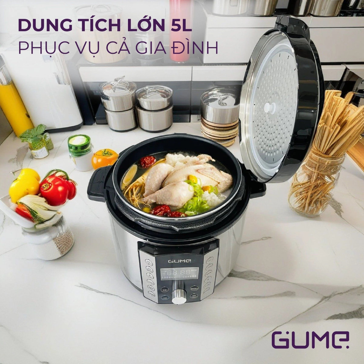 Nồi áp suất điện tử đa năng Gume Hàn Quốc GMPC-2206 dung tích 5L