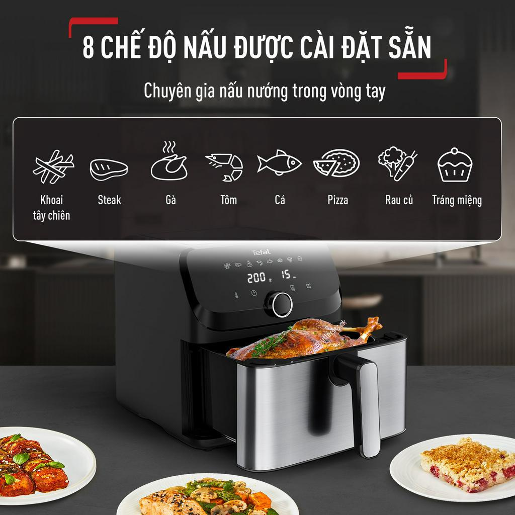 Nồi chiên không dầu điện tử Tefal EY855D68 EasyFry Mega 7.5L