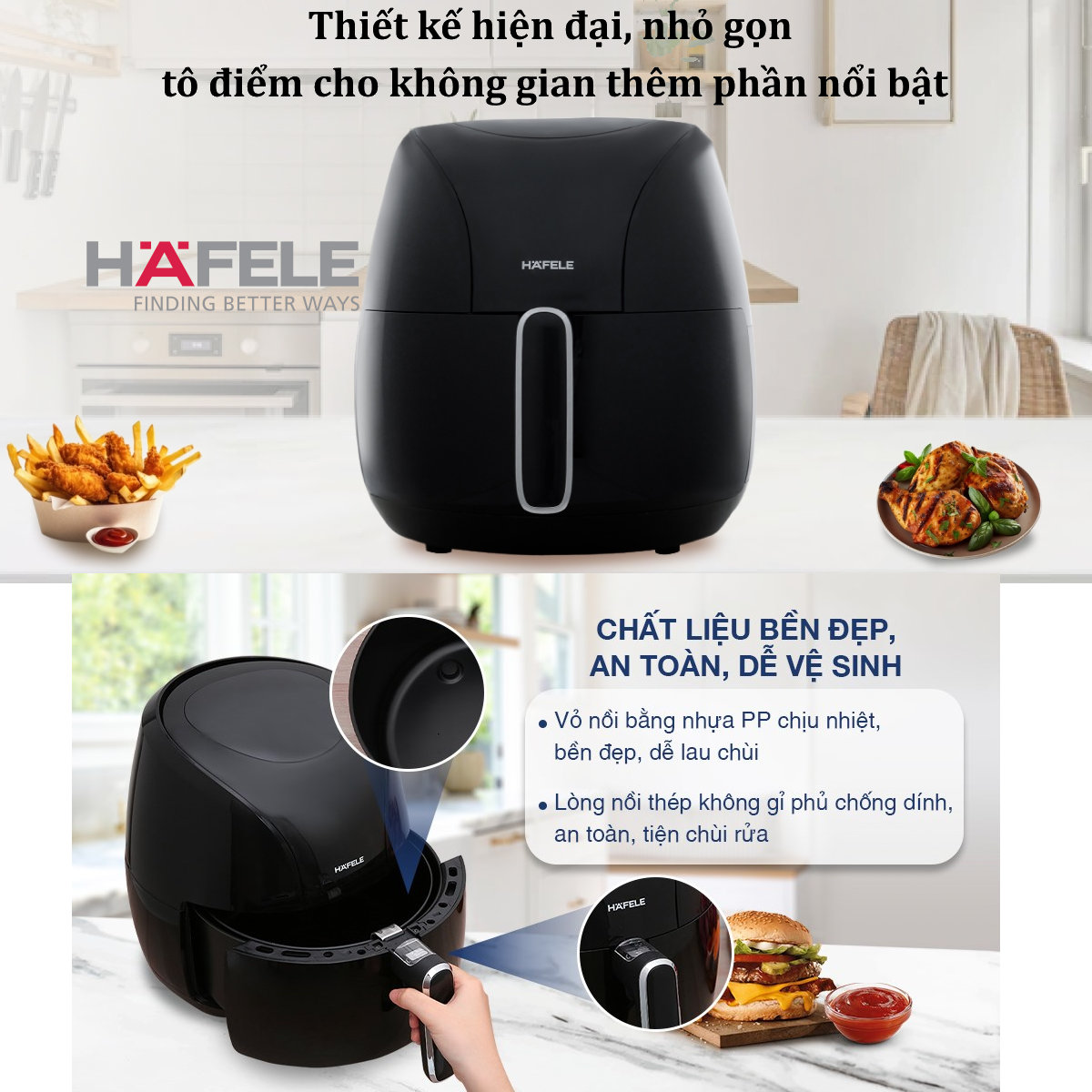 Nồi chiên không dầu Hafele HS-AF601B dung tích 6.4L