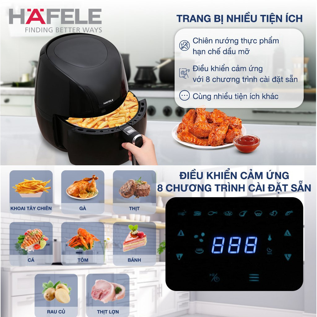 Nồi chiên không dầu Hafele HS-AF601B dung tích 6.4L