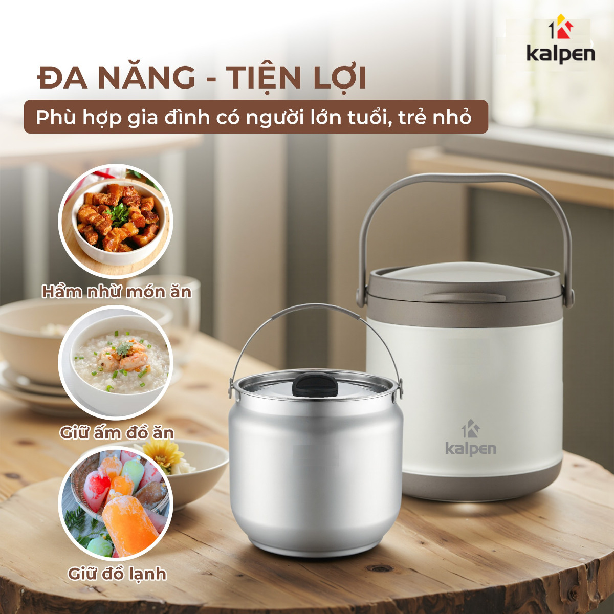 Nồi ủ nhiệt chân không 5L Kalpen E12 chuẩn hàng Đức, bảo hành 2 năm