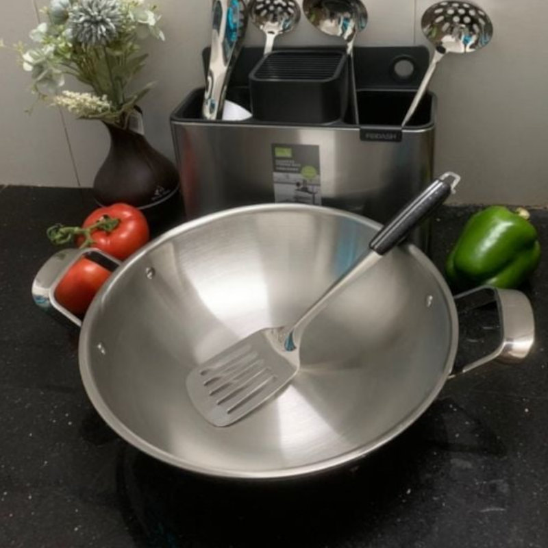 Chào xào Inox 304 thân đúc đáy liền Pencica Italy size 36cm