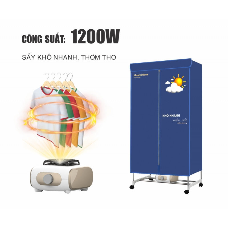 Tủ sấy quần áo Masterboss 622 công suất 1200W bảo hành 18 tháng