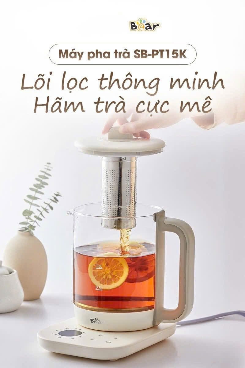Bình thùy tinh pha trà giữ nhiệt Bear 1.5L SB-PT15K
