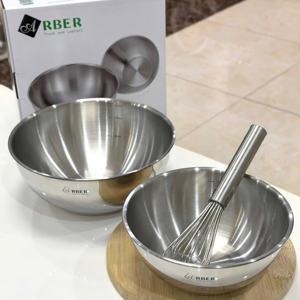 Bộ 2 tô trộn Inox cao cấp Arber AN-06VH (20cm và 24cm)