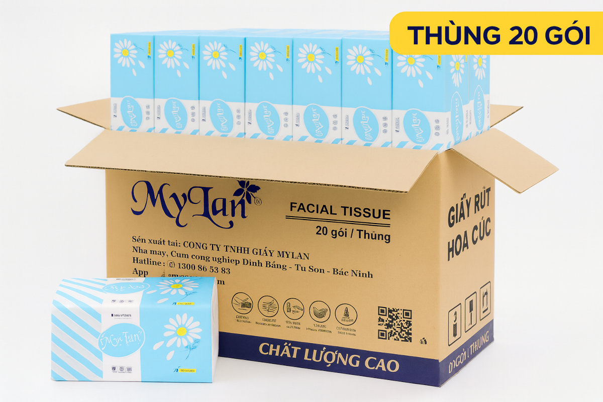 Giấy rút đa năng cao cấp Hoa Cúc 4 lớp MyLan (400 tờ/gói)