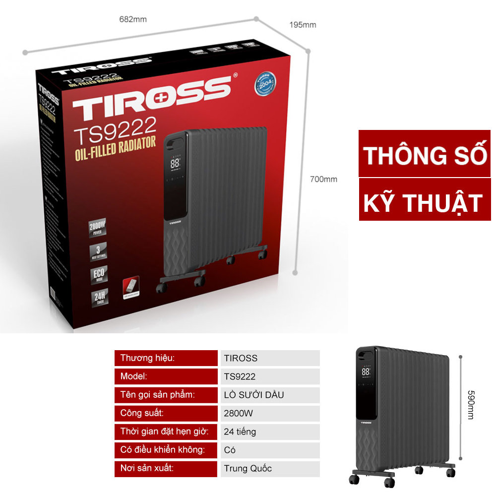 Máy sưởi dầu 15 thanh Tiross TS9222
