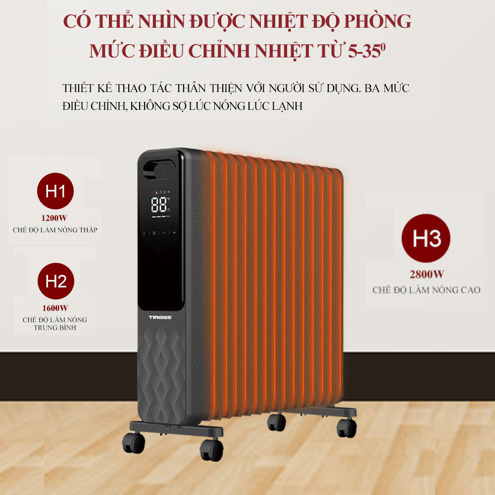 Máy sưởi dầu 15 thanh Tiross TS9222