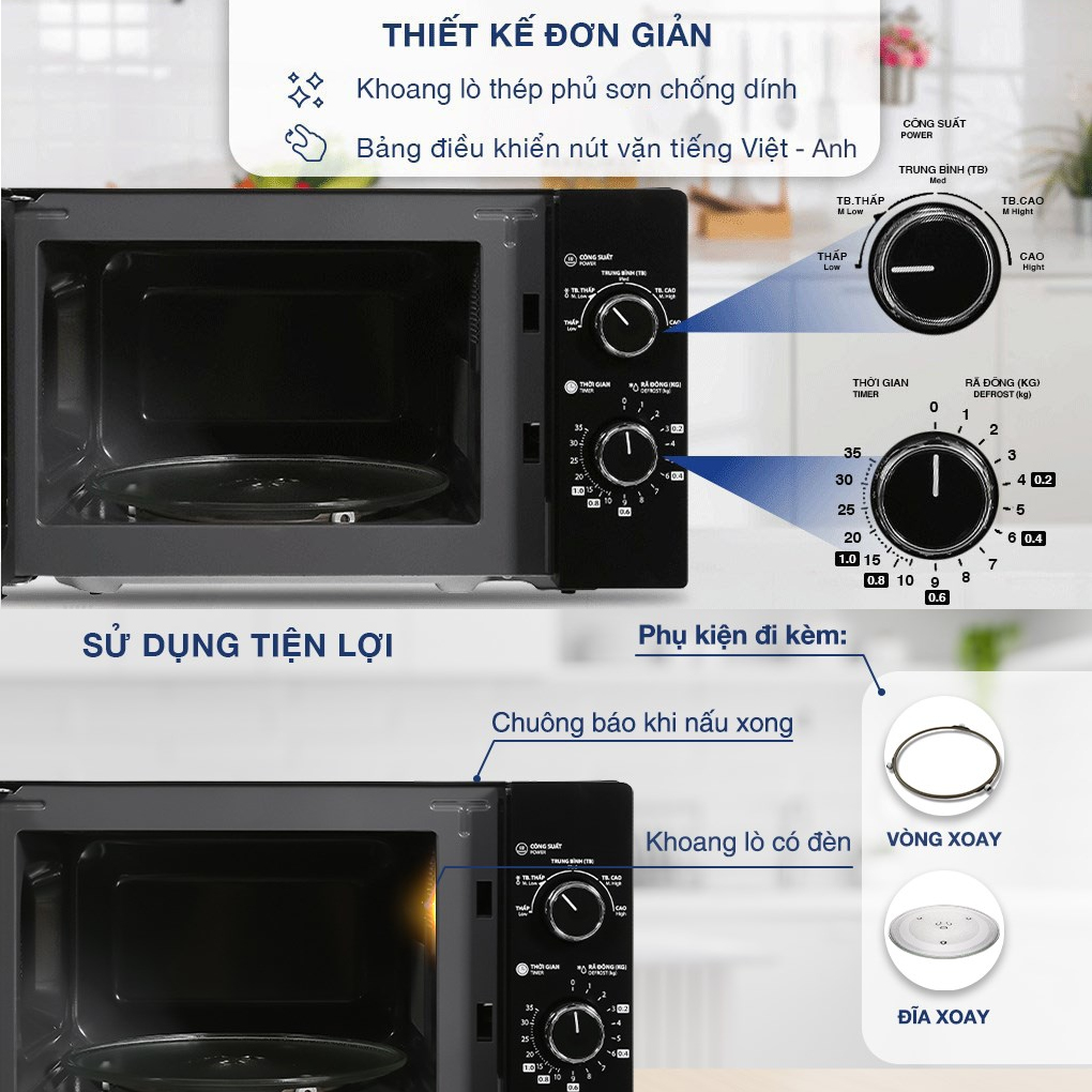 Lò vi sóng 20 lít Toshiba MW2-MM20P(BK) công suất 700W