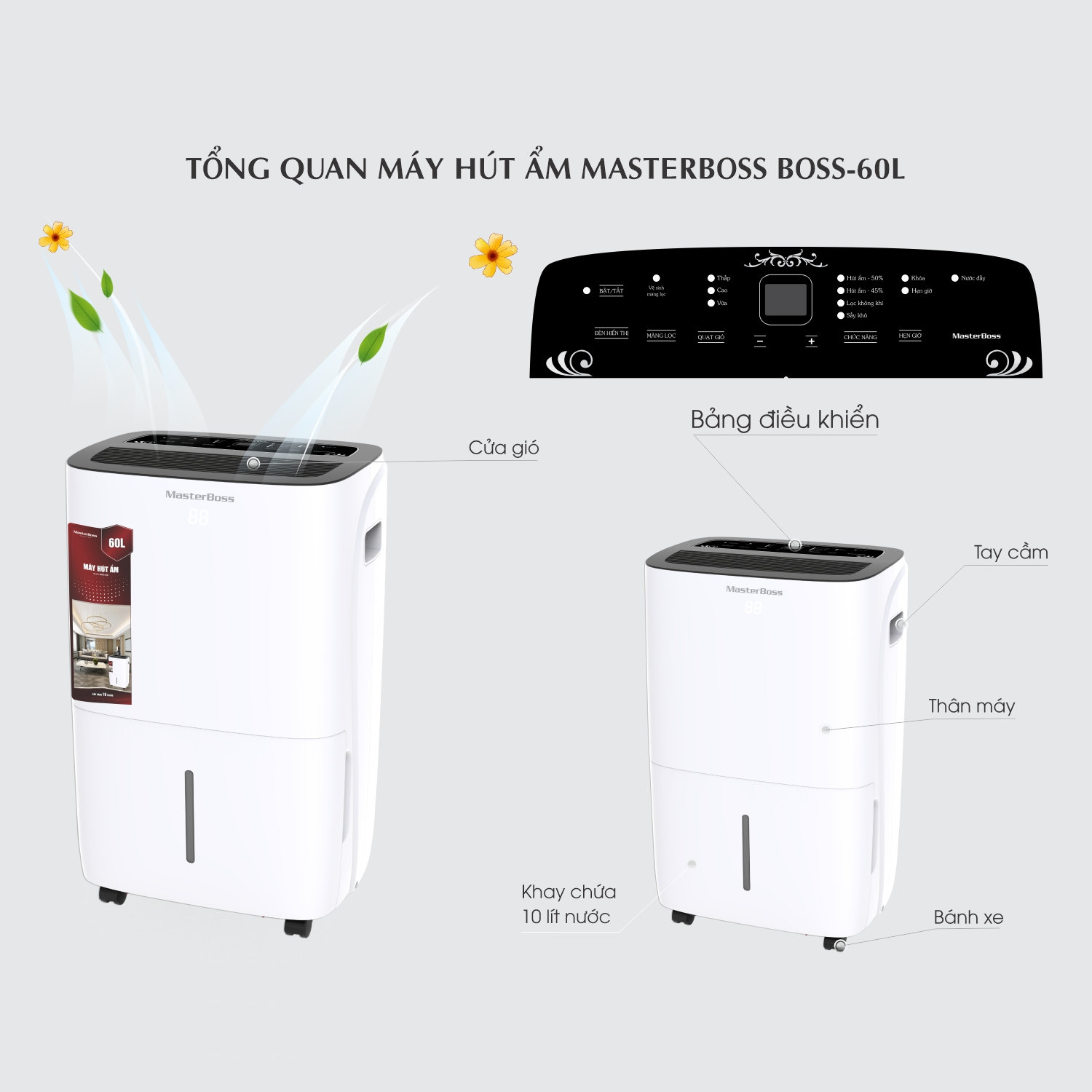 Máy hút ẩm, lọc không khí Masterboss 60 lít BOSS-60L