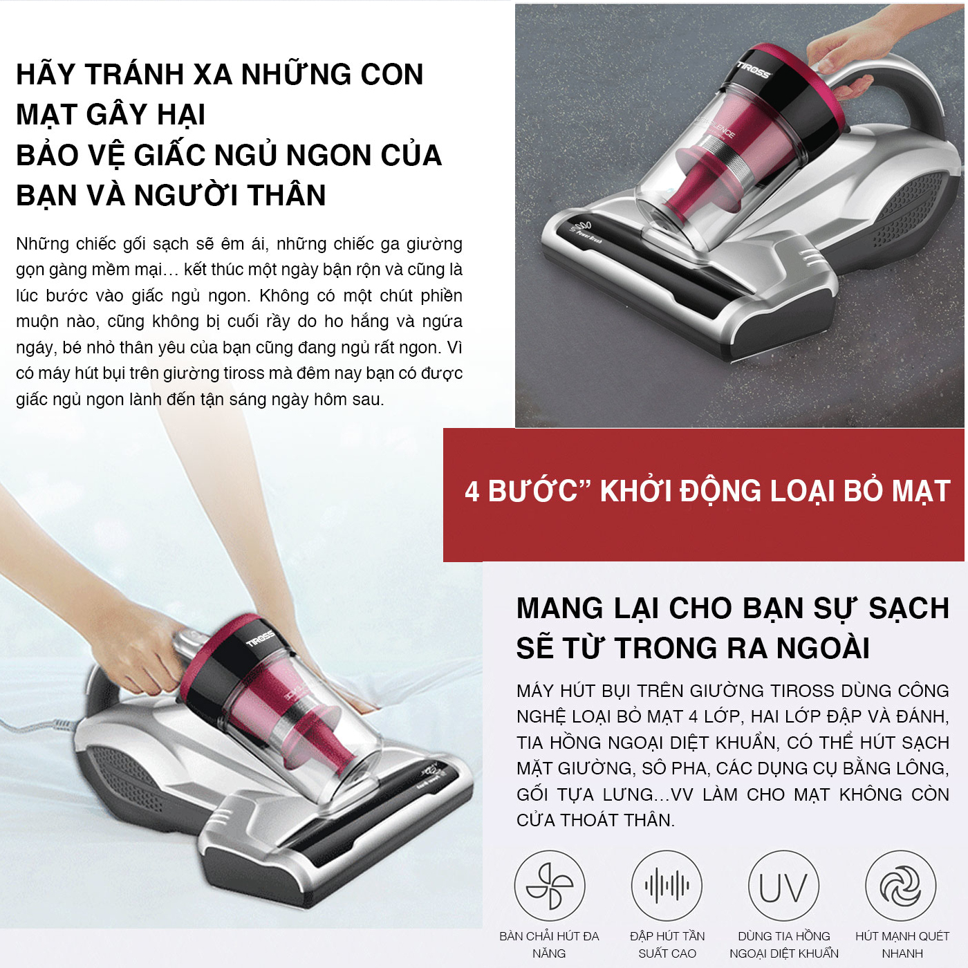 Máy hút bụi đệm giường Tiross TS9305