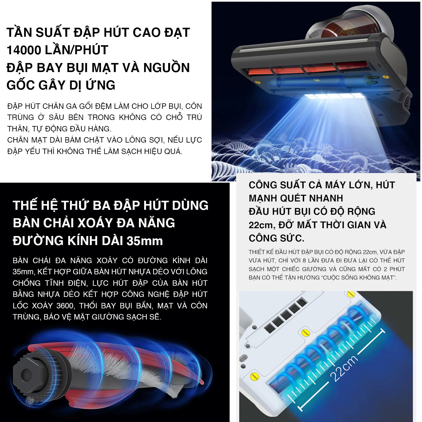 Máy hút bụi đệm giường Tiross TS9305