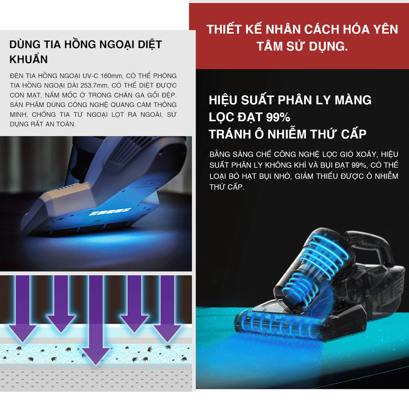 Máy hút bụi đệm giường Tiross TS9305