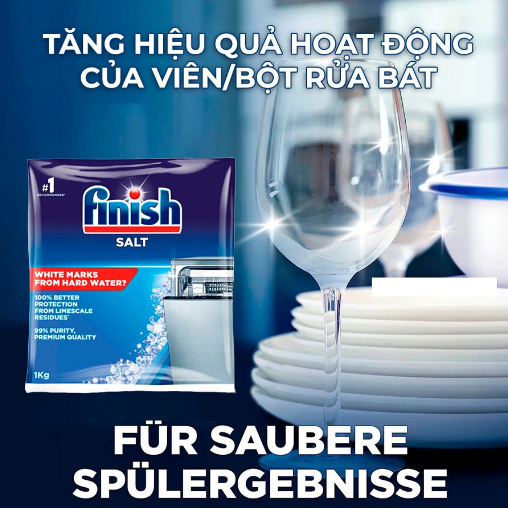 Muối rửa bát Finish Dishwasher Salt 1kg hàng nhập khẩu
