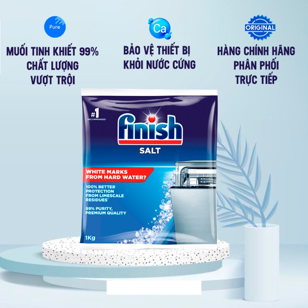 Muối rửa bát Finish Dishwasher Salt 1kg hàng nhập khẩu