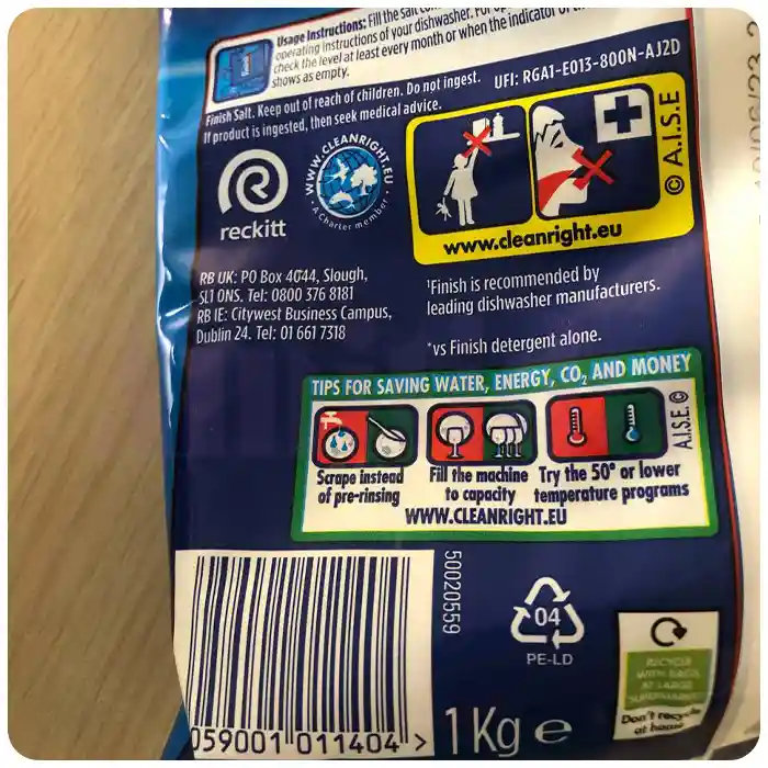 Muối rửa bát Finish Dishwasher Salt 1kg hàng nhập khẩu