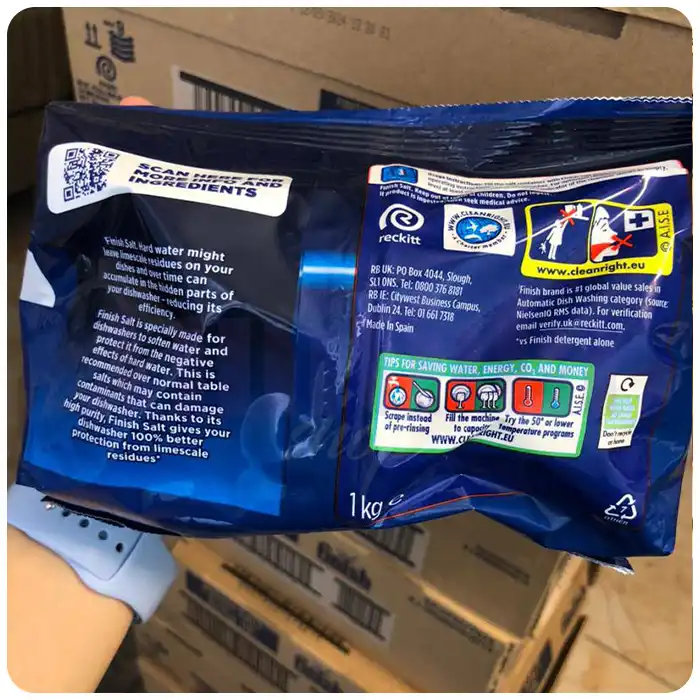 Muối rửa bát Finish Dishwasher Salt 1kg hàng nhập khẩu