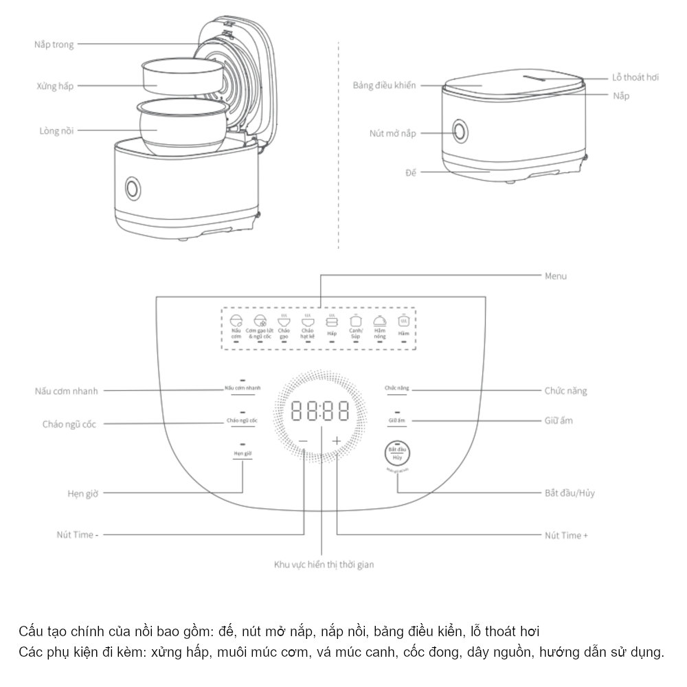 Nồi cơm điện cao tần ruột Inox chống dính tự nhiên 1.5L Joyoung JNRC-401