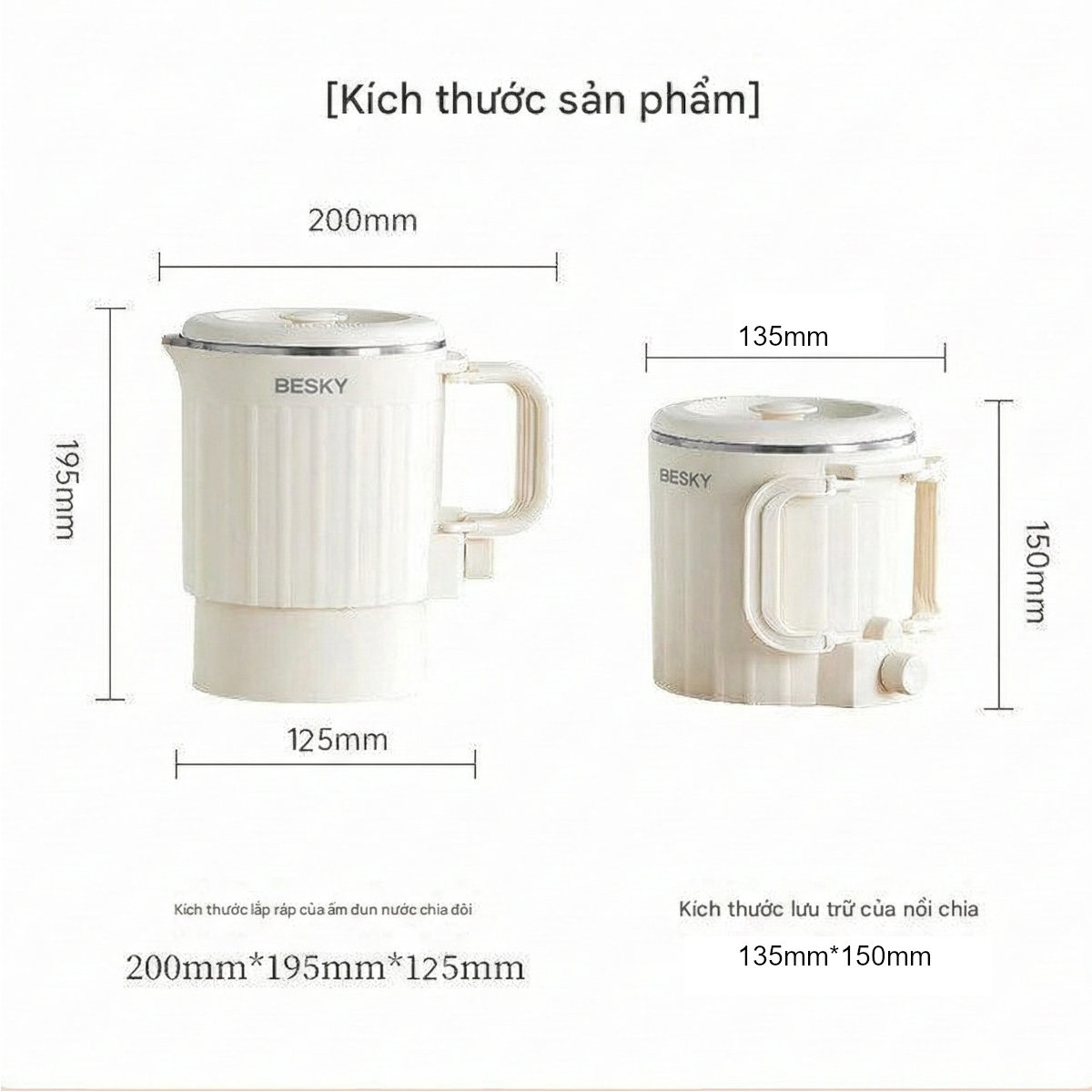 Nồi nấu điện mini đa năng Besky Kettle KN-1008