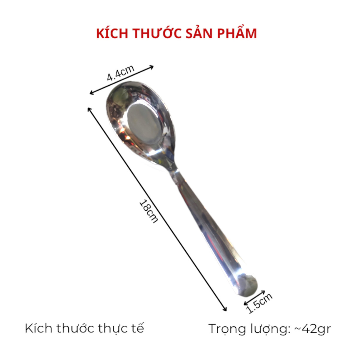 Thìa phở Stanless Steel D001 dài 18cmx4,5cm đáy phẳng