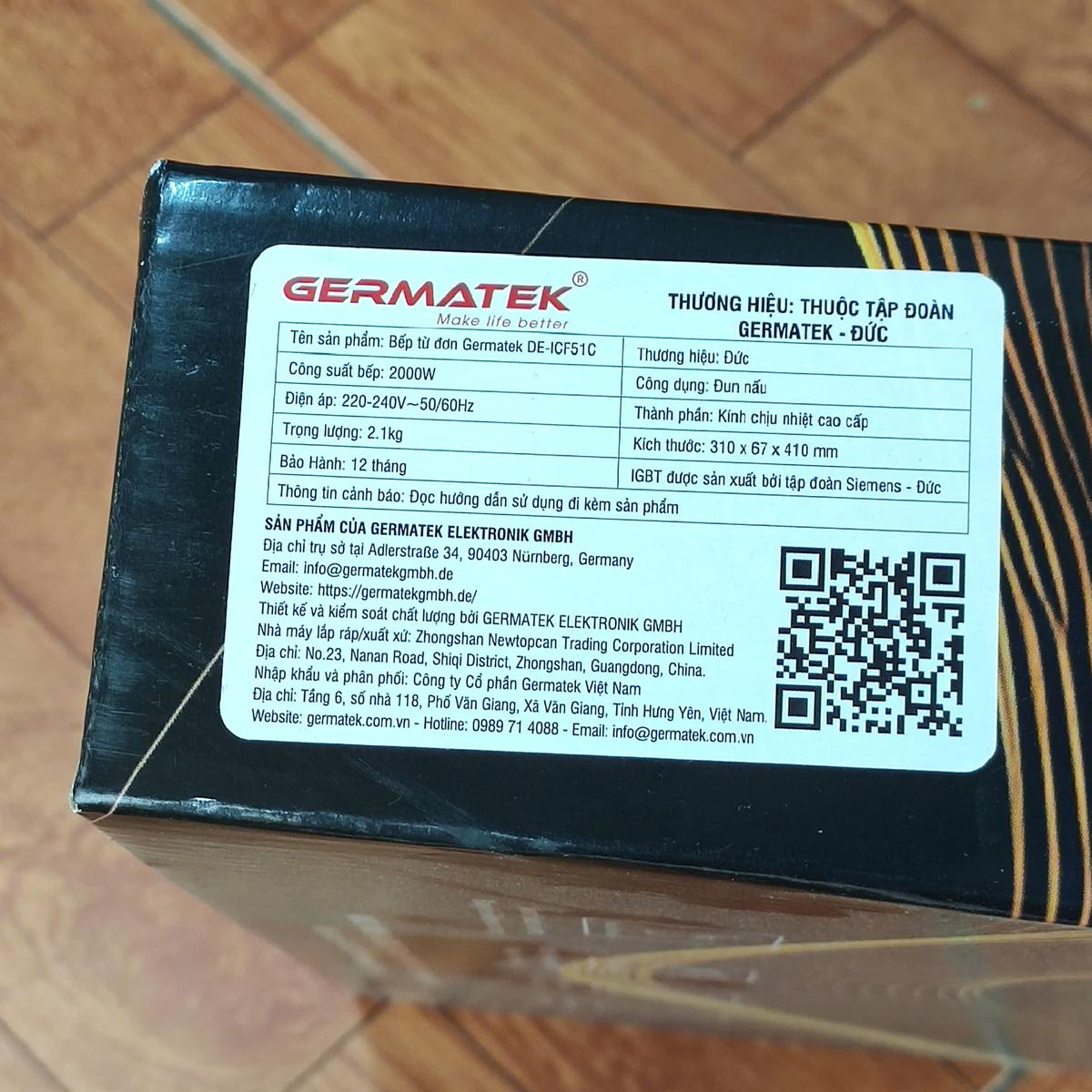 Bếp điện từ đơn Germatek DE-ICF51C công suất 2000W chuẩn Đức