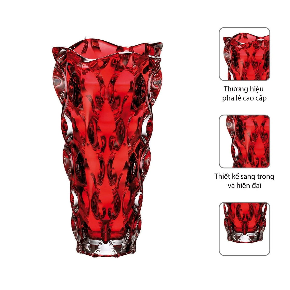 Bình hoa thủy tinh dáng sóng Ombre Seka SKT28LR size 28x16cm