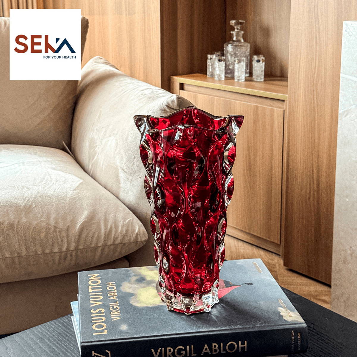 Bình hoa thủy tinh dáng sóng Ombre Seka SKT28LR size 28x16cm