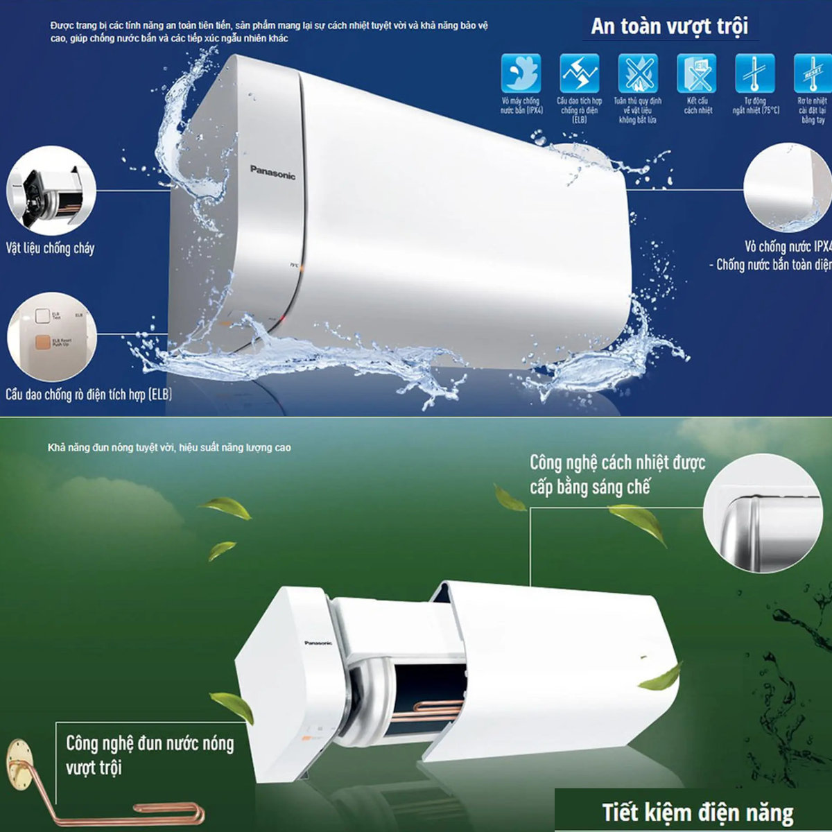 Bình nóng lạnh Panasonic 30L DH-30HBM