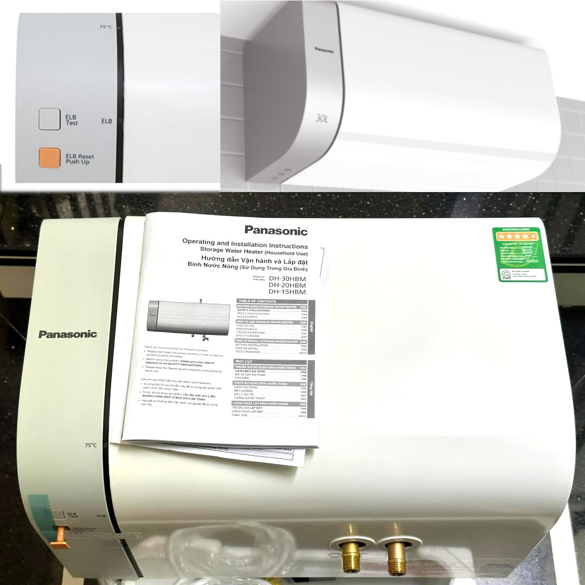 Máy nước nóng gián tiếp Panasonic 20L DH-20HBMVW 2500W