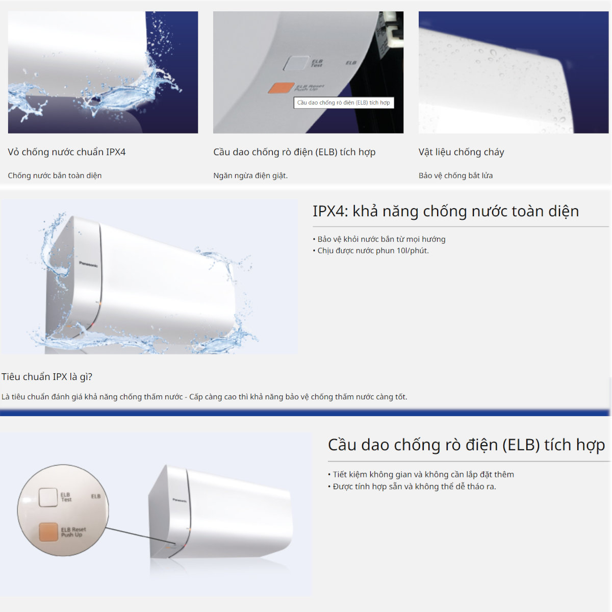 Bình nóng lạnh 15L Panasonic DH-15HBM 2500W, sản xuất Malaysia