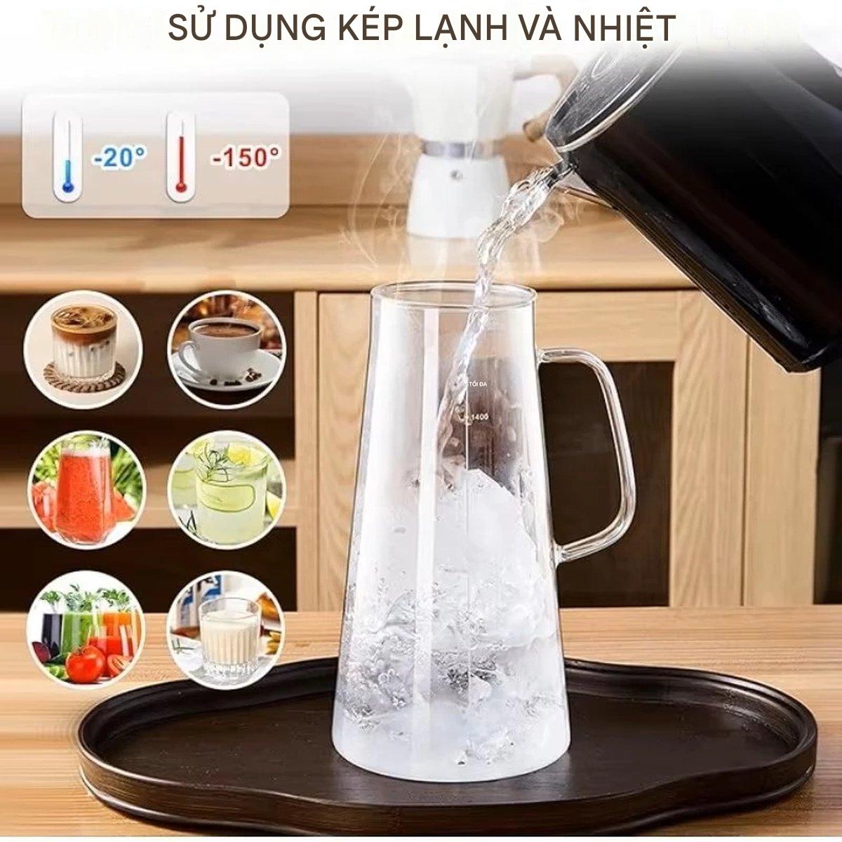 Bình thuỷ tinh kèm lõi lọc pha trà, cà phê 1500ml Momiji xuất Nhật